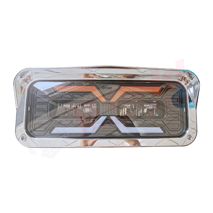 LH Head Light Led W/ Amber & White Drl Peterbilt KW Freightliner