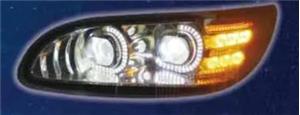 LH Headlight Prodjector Led W/Drl Halo And Sequential Light Chrome Peterbilt 386 2006-2016