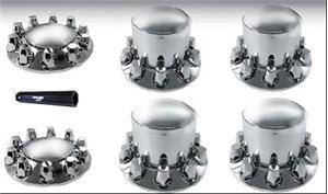 Chrome Front And Rear Axle Complete Wheel Cover Set 33Mm Screw Standart Hub Caps Kit (2 Front & 4 Rear)