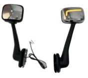 LH Hood Mirror Assembly Chrome Black Arm No Heater ABD Led Flow 12V-24V Freightliner Cascadia 2008-2017