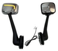 RH Hood Mirror Assembly Chrome Black Arm No Heater ABD Led Flow 12V-24V Freightliner Cascadia 2008-2017