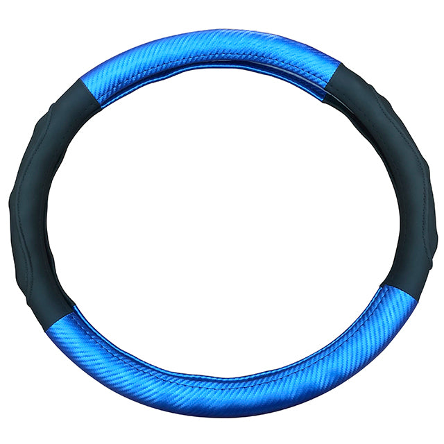 Steering Wheel Cover Blue And Black 45*9.5Cm Pu