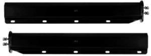 Par de perchas con resorte de acero negro, espaciado entre pernos de 2 1/2", 30" de longitud, universales y rectas