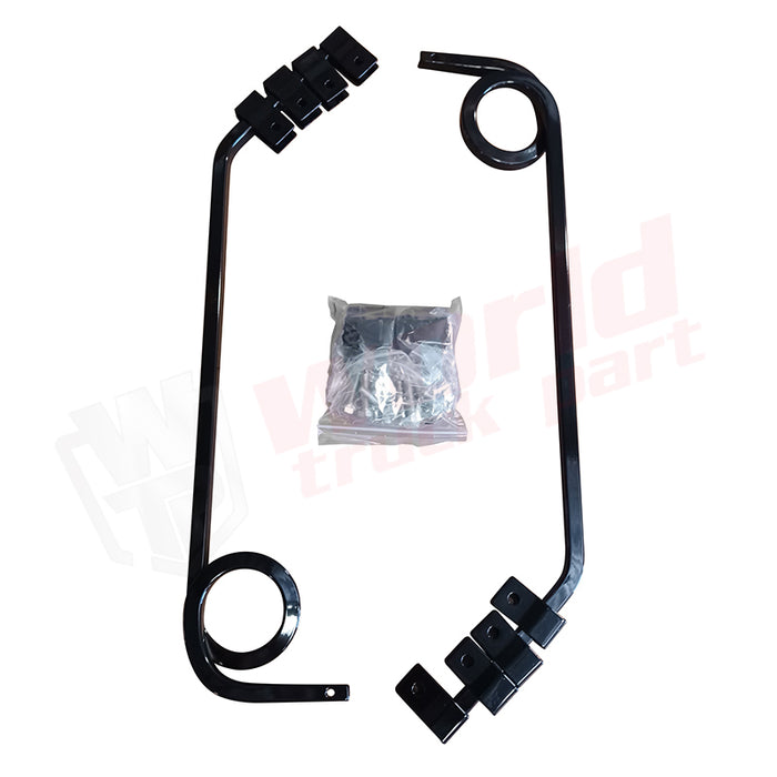 Par de soportes para guardabarros de acero cuadrados y rectos con 1 bobina de acero negro de 28" y 45° universales
