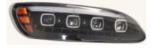RH Headlight Prodjector Led W/Drl Halo And Sequential Light Black Peterbilt 386 2006-2016