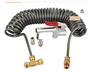 1/4 Inchx11.5 Feet Pu Coil Air Hose Lever Air Blow Gun With 2 Tips