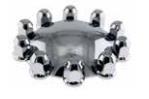 Chrome Abs Plastic Front Axle Cover With Pointed Hubcap W/33Mm Extra-Long Spike