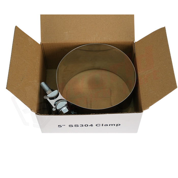 5" - 127Mm Exhaust Pipe Clamp Flat Band 304Ss Screw Nuts Are Zinc Plated Steel