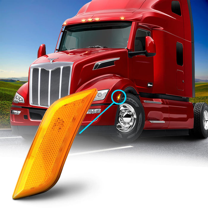 RH LED Fender Turn Signal Indicator Amber Light Peterbilt  567 579 587 2010-2019
