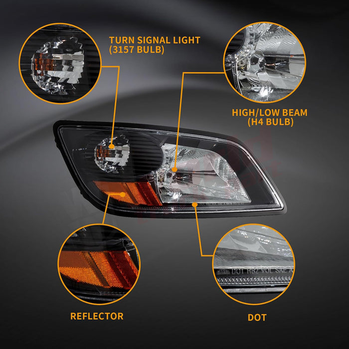 LH Headlight Halogen Black Hino 238 258 268 338 2010-