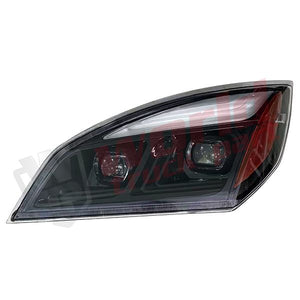 LH Headlight,  LED,with optical lens,Black Housing, 2018+, Freightliner Cascadia