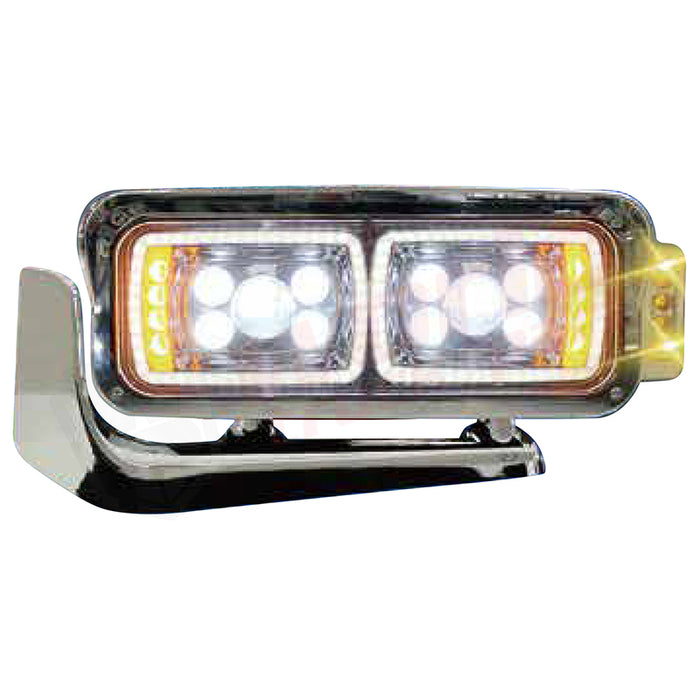 Faro delantero izquierdo, LED, cromado, Peterbilt 359