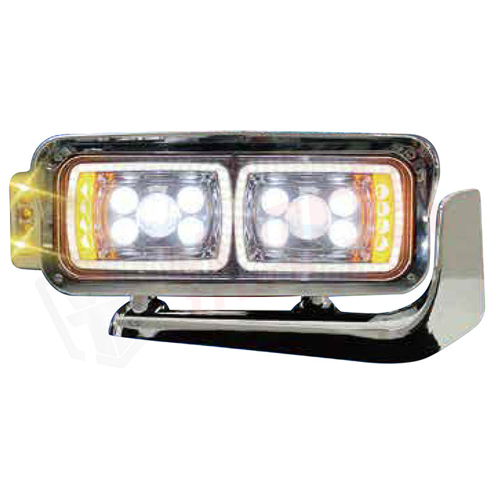 Faro delantero derecho, LED, cromado, Peterbilt 359