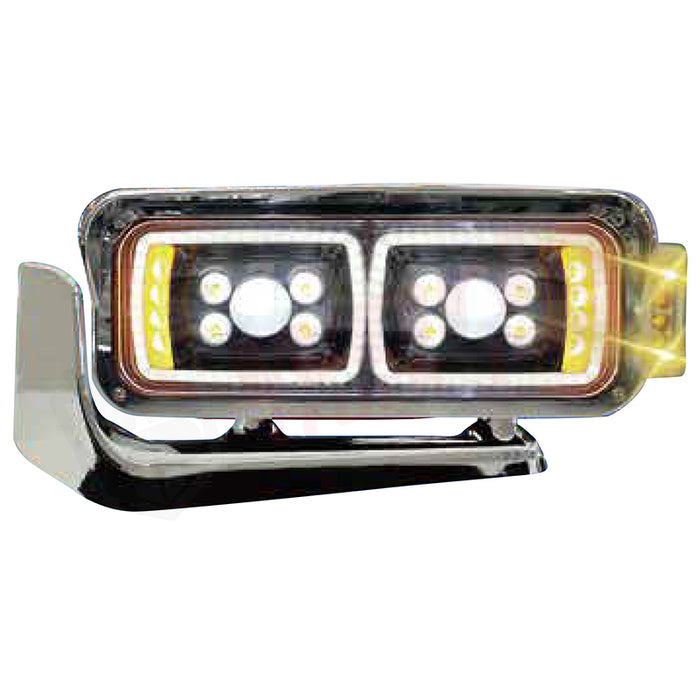 Faro delantero izquierdo, LED, negro, Peterbilt 359