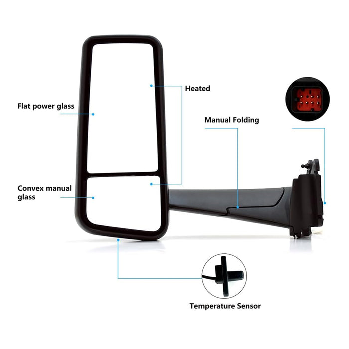 RH Door Mirror Assembly Chrome With Heating Electrical Peterbilt 579 2022+