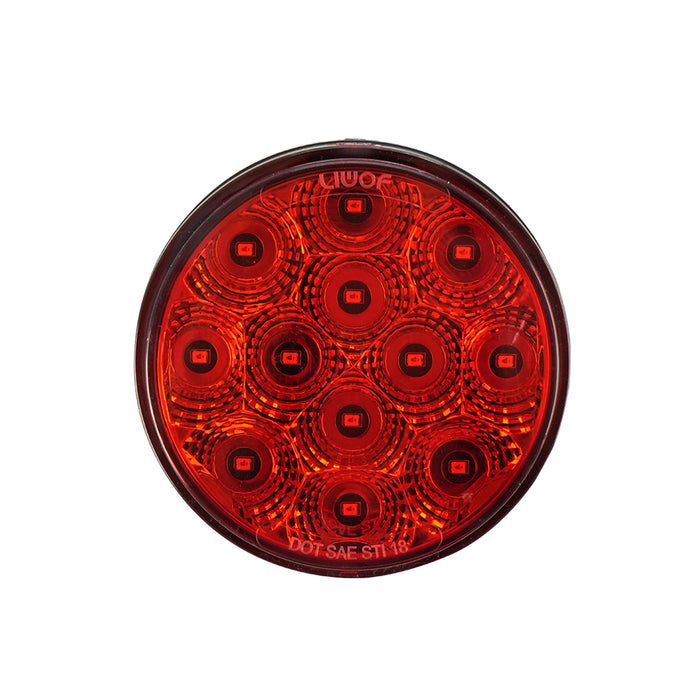 4" Three Function LED Round Tail Light,12V, 12LEDs,Pl3 Connection Material:Pmma+Abs