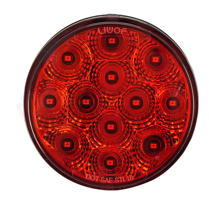 4" Three Function LED Round Tail Light,12V, 12LEDs,Pl3 Connection Material:Pmma+Abs