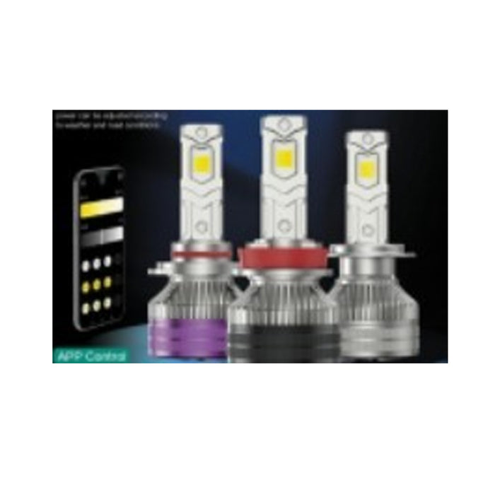 Tri Color LED Headlight ControlLED By Phone App   H7