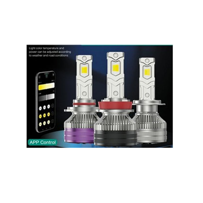 Tri Color LED Headlight Bulb Controlled by Phone App H11