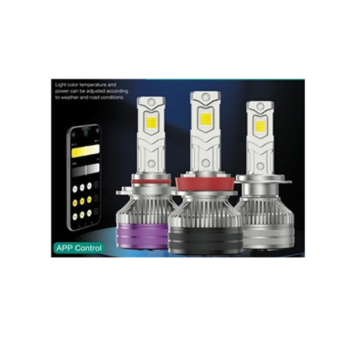 Tri Color LED Headlight Bulb Controlled by Phone App 9012