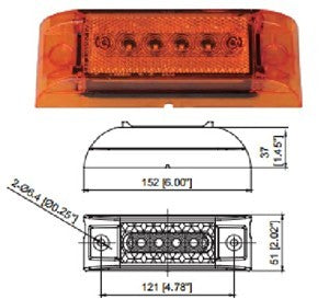 6” LED Marker Clearance Turn Light W/ Reflex Reflector