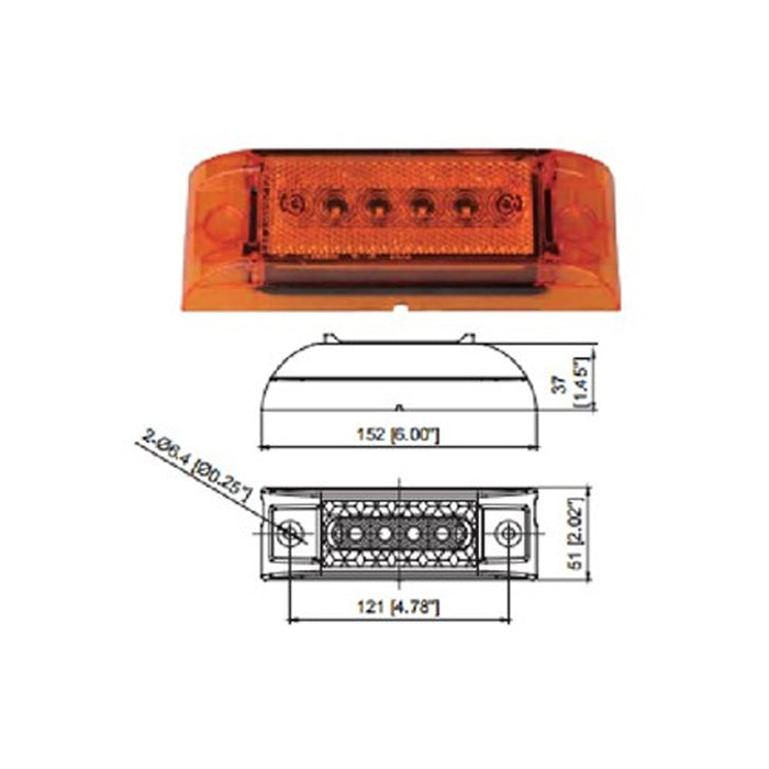 6” LED Marker Clearance Turn Light W/ Reflex Reflector