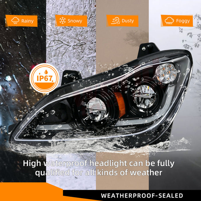 RH Headlight,Black Finishing,2021+,Kenworth T680