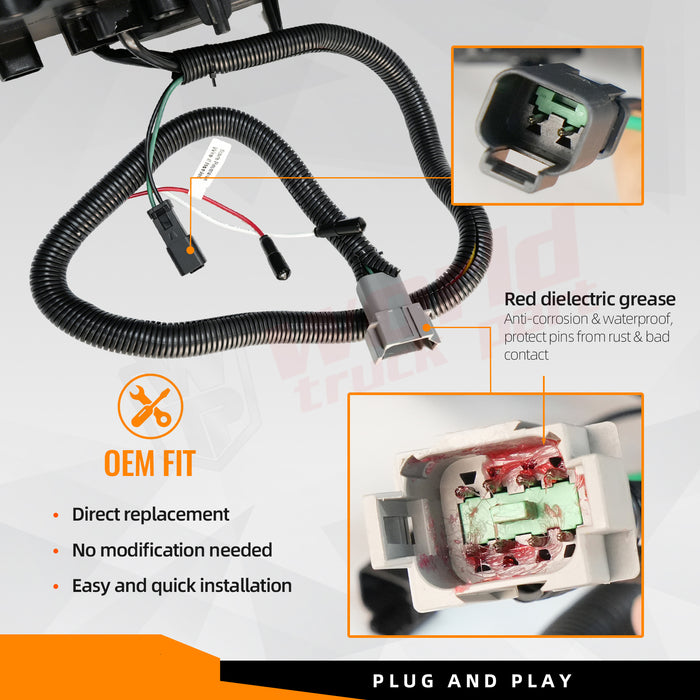 Faro delantero derecho LED negro Peterbilt 388 389 367 567