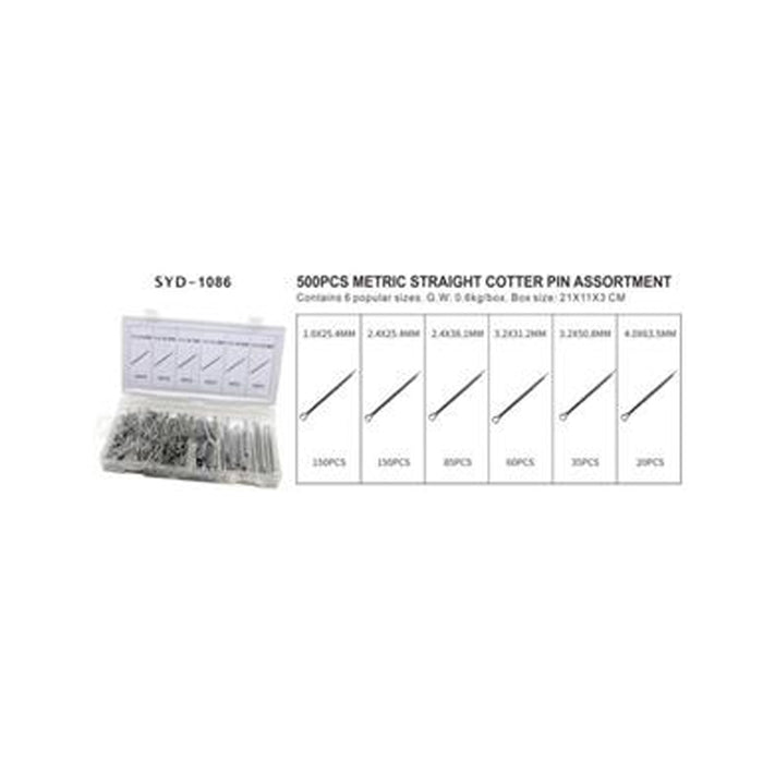 500PCS Metric Straight Cotter Pin Assortment Kit