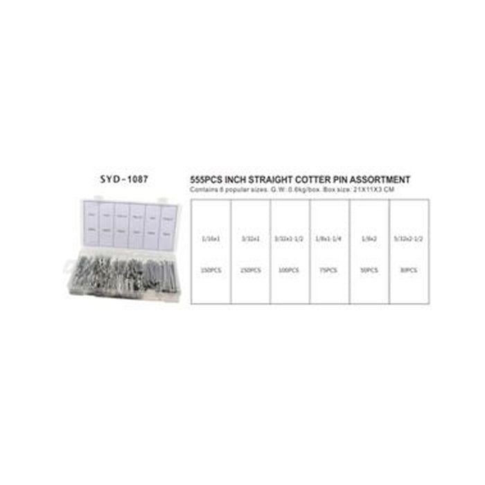 555PCS Inch Straight Cotter Pin Assortment Kit
