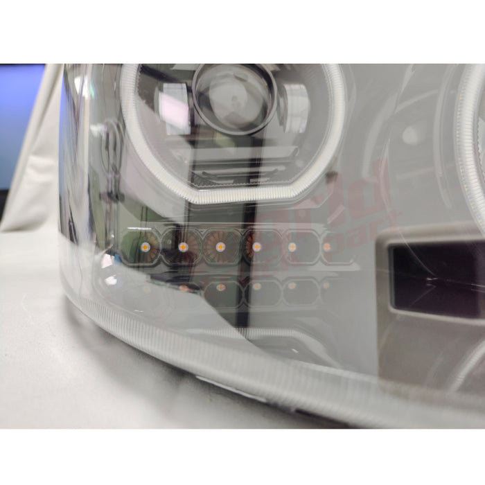 LH Headlight Dual Projector Led With Led Halo Rings Light Bar Black Freightliner Cascadia 2008-2017