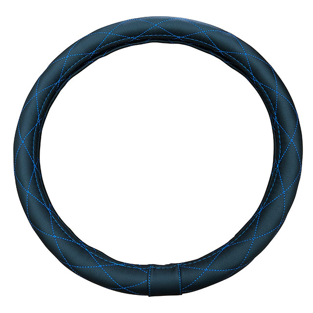 Steering Wheel Cover Black With Blue String 45*9.5Cm  Pu