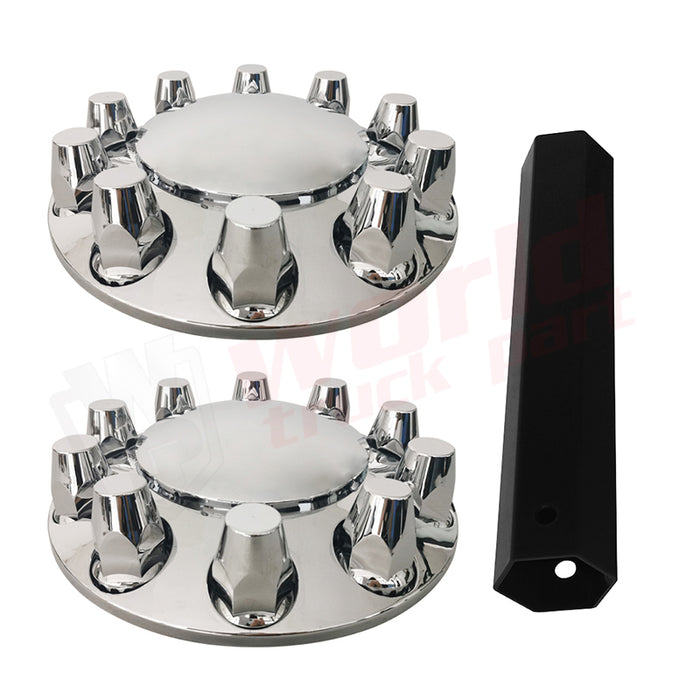 Front Wheel Cover W/ Ten 33Mm Thread-On Nut Covers, Chrome Abs Plastic ,Two To A Carton