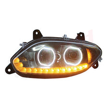 LH Headlight, Dual Projector LED, w/ Halo DRL, Sequential Light, Black Housing, 2018+, International LT