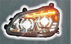 LH Headlight, Projector With Led Sequential Turn Signals And Led Halo Ring, Chrome, 2013-2021, Kenworth T680