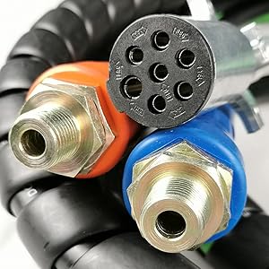 3-In-One Rubber Air Hose Electrical Cable Wrap 12' Air Line Hose