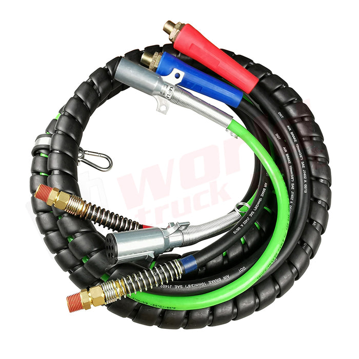 3-In-One Rubber Air Hose Electrical Cable Wrap 12' Air Line Hose