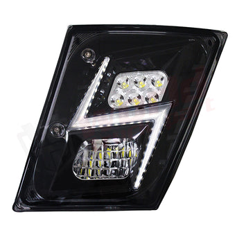 RH Fog Light, LED light, w/ DRL, Black Housing, 2004-2017, Volvo VNL