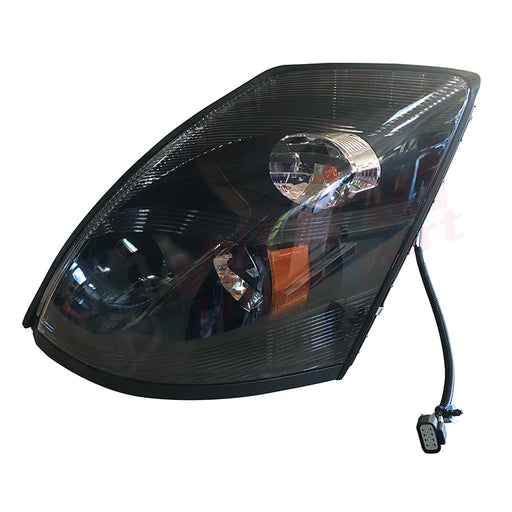 LH Headlight,  LED Projector with turn light, Black housing, 2004-2017, Volvo VNL