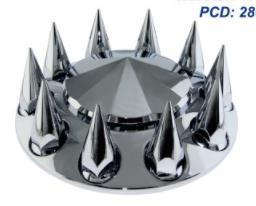 Chrome Abs Plastic Front Axle Cover With Pointed Hubcap W/33Mm Extra-Long Spike