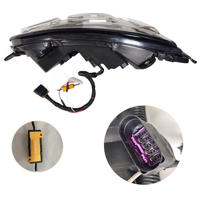 Faro delantero izquierdo con doble proyector LED con carcasa negra 2008-2017 Kenworth T660