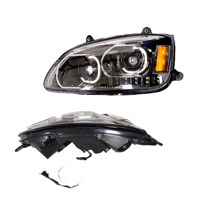 Faro delantero izquierdo con doble proyector LED con carcasa negra 2008-2017 Kenworth T660